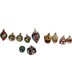 LOT OF 11 ASSORTED VINTAGE GLASS CHRISTMAS ORNAMENTS